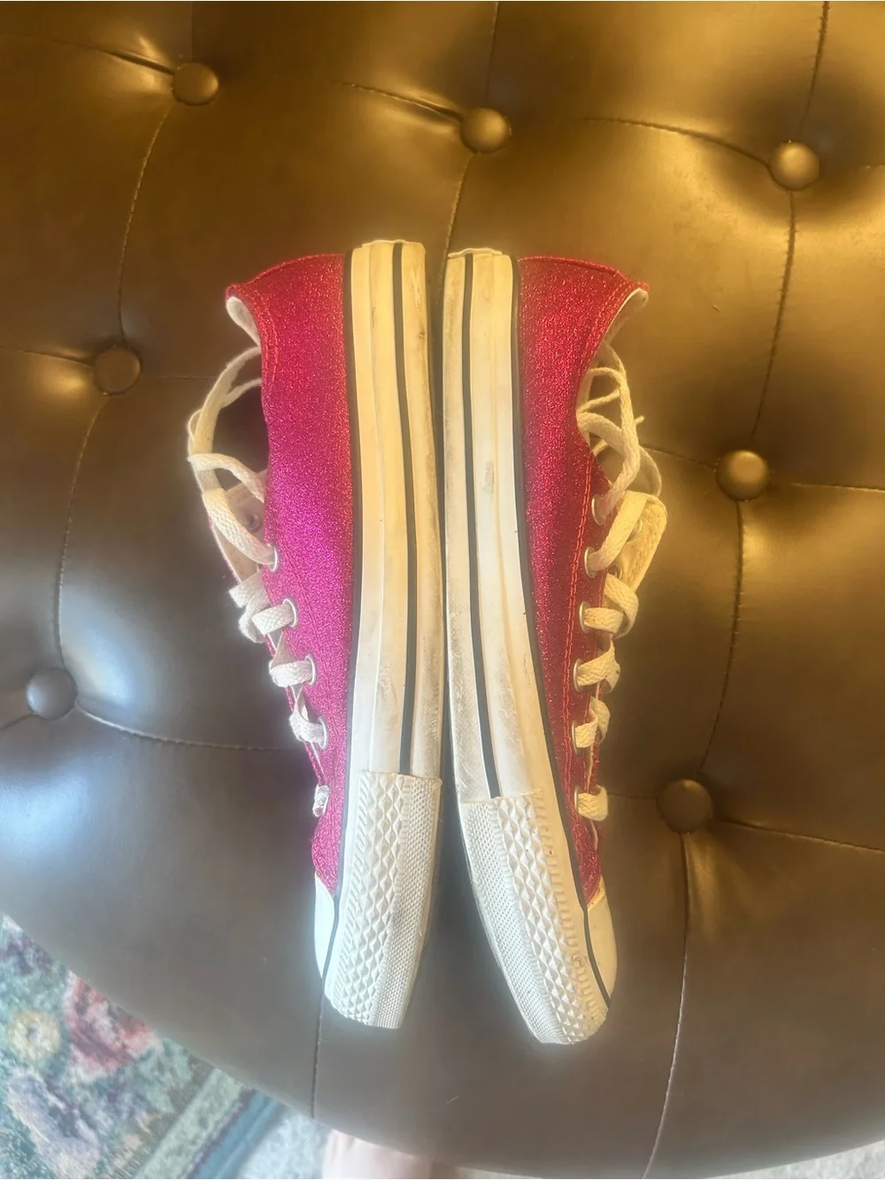Women’s hot pink glitter Converse low tops